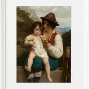 William Bouguereau – Die Flötenstunde 1868 | Giclée Kunstdruck gerahmt