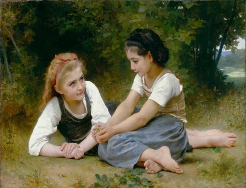 William Bouguereau – Die Nusssammler 1882 | Giclée Kunstdruck gerahmt
