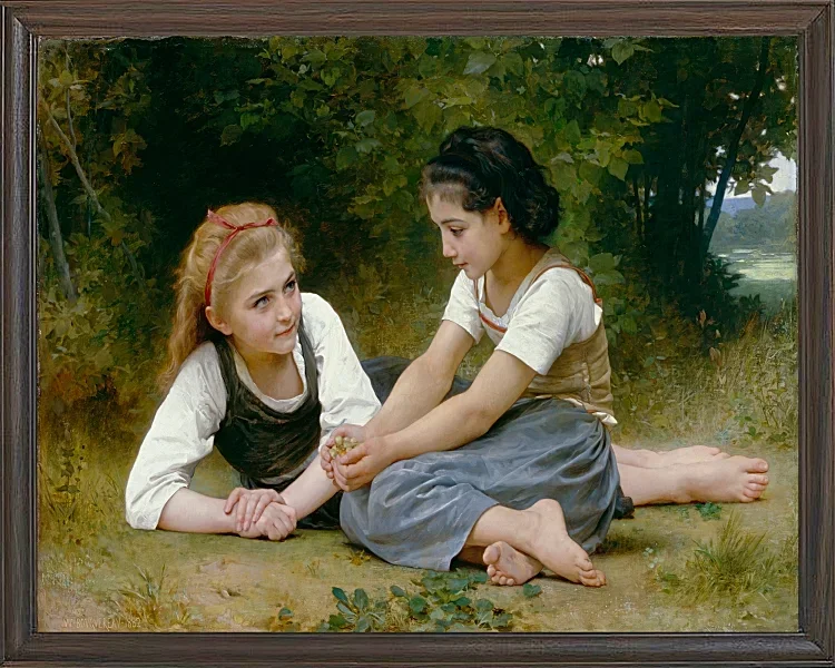 William Bouguereau – Die Nusssammler 1882 | Giclée Kunstdruck gerahmt