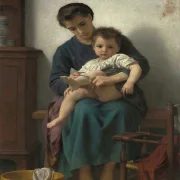 William Bouguereau – Die große Schwester 1877 | Giclée Kunstdruck gerahmt