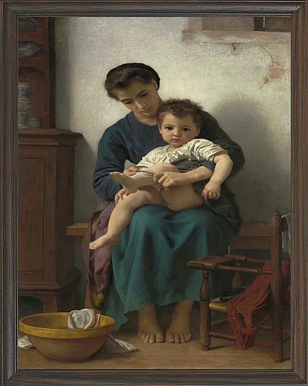 William Bouguereau – Die große Schwester 1877 | Giclée Kunstdruck gerahmt