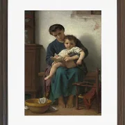 William Bouguereau – Die große Schwester 1877 | Giclée Kunstdruck gerahmt
