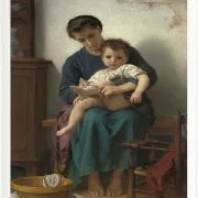 William Bouguereau – Die große Schwester 1877 | Giclée Kunstdruck gerahmt