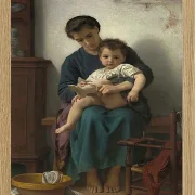 William Bouguereau – Die große Schwester 1877 | Giclée Kunstdruck gerahmt