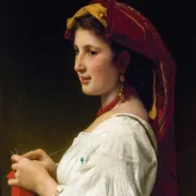 William Bouguereau – Die kleine Strickerin 1881 | Giclée Kunstdruck gerahmt