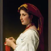 William Bouguereau – Die kleine Strickerin 1881 | Giclée Kunstdruck gerahmt