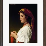 William Bouguereau – Die kleine Strickerin 1881 | Giclée Kunstdruck gerahmt