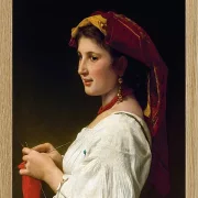 William Bouguereau – Die kleine Strickerin 1881 | Giclée Kunstdruck gerahmt