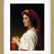 William Bouguereau – Die kleine Strickerin 1881 | Giclée Kunstdruck gerahmt