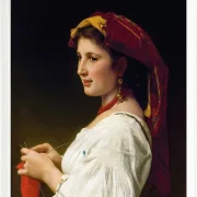 William Bouguereau – Die kleine Strickerin 1881 | Giclée Kunstdruck gerahmt