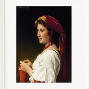 William Bouguereau – Die kleine Strickerin 1881 | Giclée Kunstdruck gerahmt