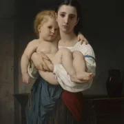 William Bouguereau – Die ältere Schwester 1864 | Giclée Kunstdruck gerahmt