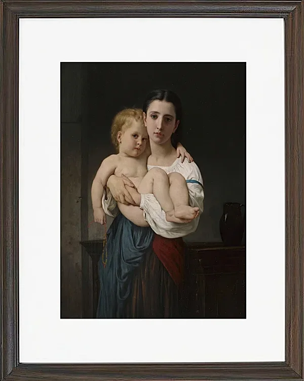 William Bouguereau – Die ältere Schwester 1864 | Giclée Kunstdruck gerahmt