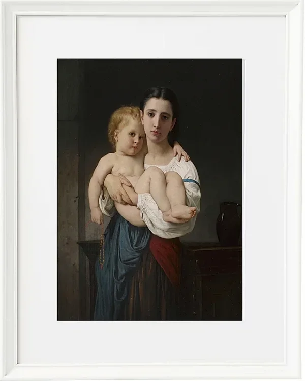 William Bouguereau – Die ältere Schwester 1864 | Giclée Kunstdruck gerahmt