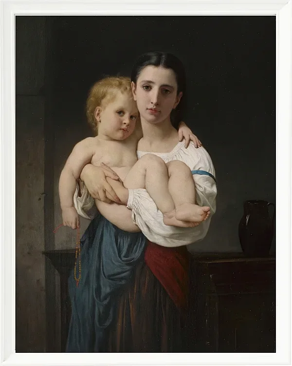 William Bouguereau – Die ältere Schwester 1864 | Giclée Kunstdruck gerahmt