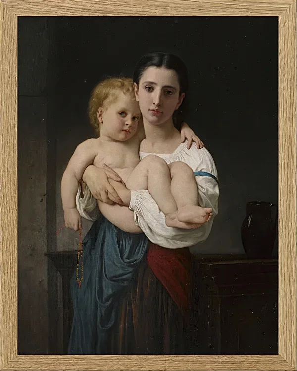 William Bouguereau – Die ältere Schwester 1864 | Giclée Kunstdruck gerahmt