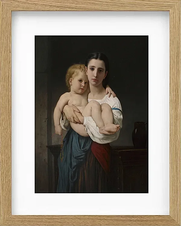 William Bouguereau – Die ältere Schwester 1864 | Giclée Kunstdruck gerahmt