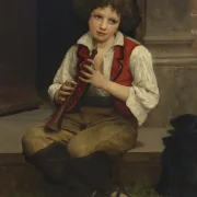 William Bouguereau – Flötenspieler 1874 | Giclée Kunstdruck gerahmt