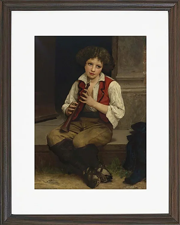 William Bouguereau – Flötenspieler 1874 | Giclée Kunstdruck gerahmt