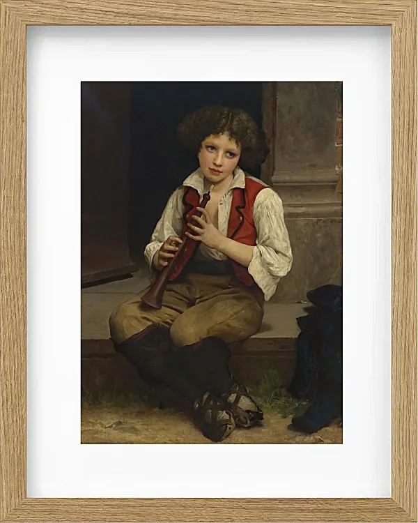 William Bouguereau – Flötenspieler 1874 | Giclée Kunstdruck gerahmt