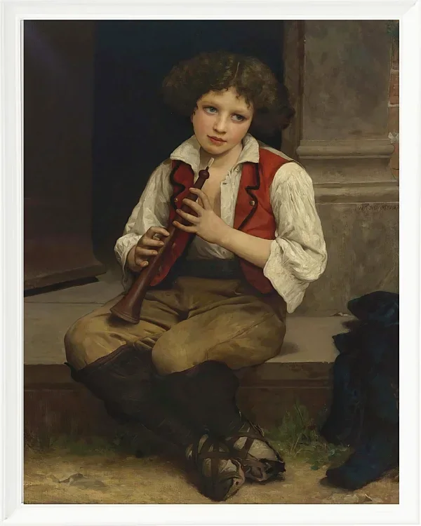 William Bouguereau – Flötenspieler 1874 | Giclée Kunstdruck gerahmt
