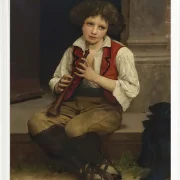 William Bouguereau – Flötenspieler 1874 | Giclée Kunstdruck gerahmt