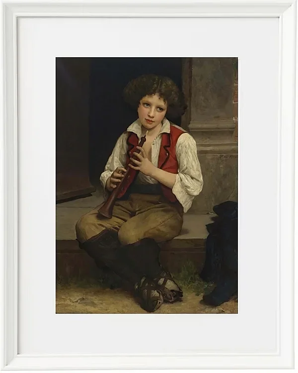 William Bouguereau – Flötenspieler 1874 | Giclée Kunstdruck gerahmt