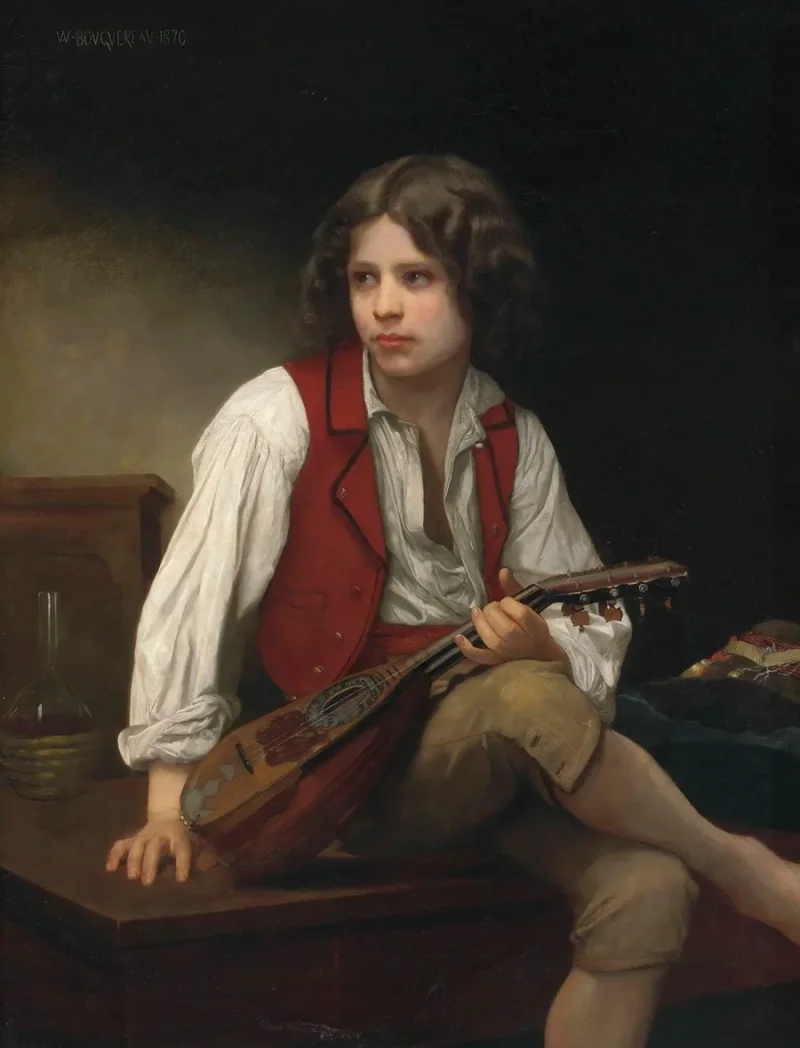 William Bouguereau – Italienisch auf der Mandoline 1870 | Giclée Kunstdruck gerahmt