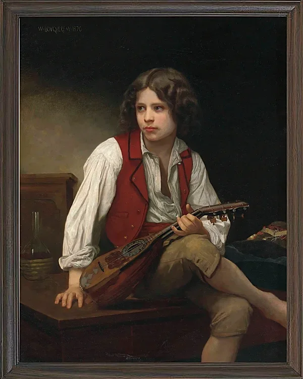 William Bouguereau – Italienisch auf der Mandoline 1870 | Giclée Kunstdruck gerahmt