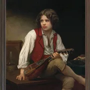 William Bouguereau – Italienisch auf der Mandoline 1870 | Giclée Kunstdruck gerahmt
