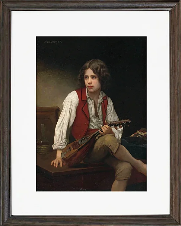 William Bouguereau – Italienisch auf der Mandoline 1870 | Giclée Kunstdruck gerahmt
