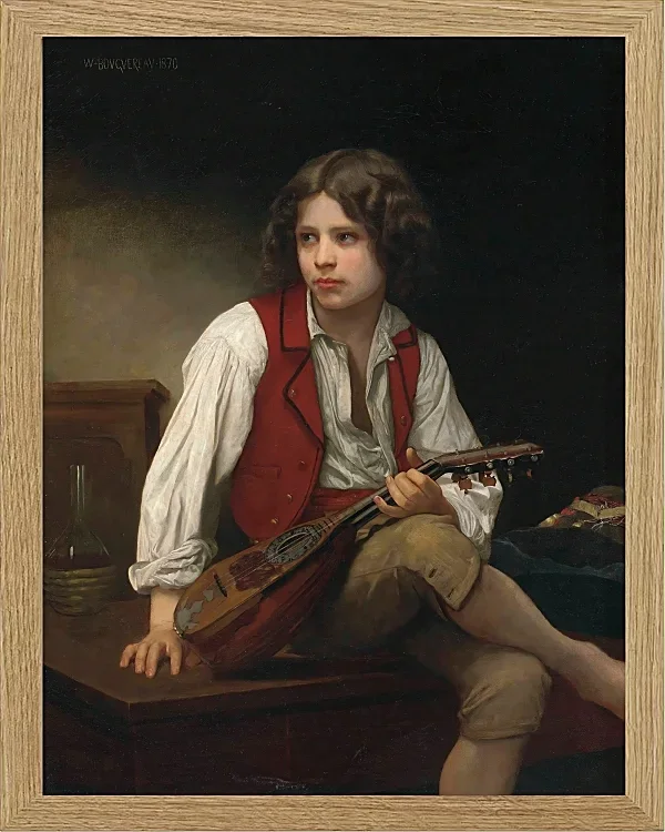 William Bouguereau – Italienisch auf der Mandoline 1870 | Giclée Kunstdruck gerahmt