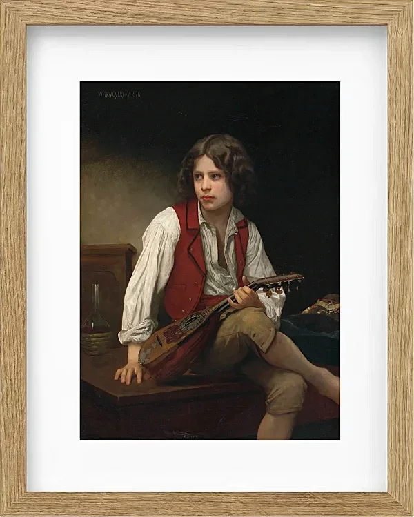 William Bouguereau – Italienisch auf der Mandoline 1870 | Giclée Kunstdruck gerahmt