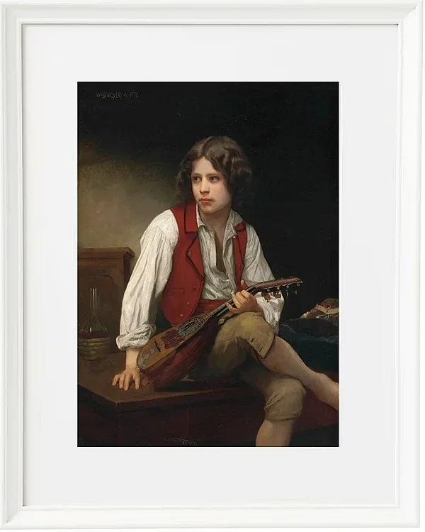 William Bouguereau – Italienisch auf der Mandoline 1870 | Giclée Kunstdruck gerahmt