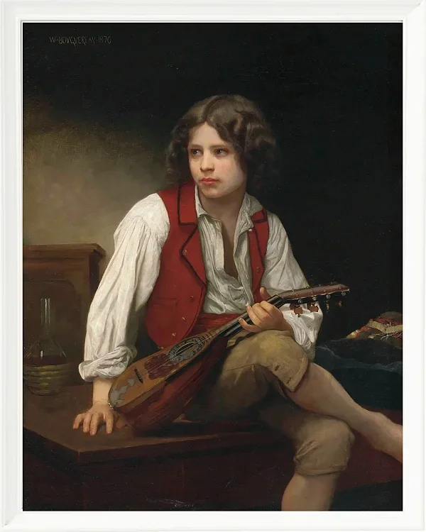 William Bouguereau – Italienisch auf der Mandoline 1870 | Giclée Kunstdruck gerahmt