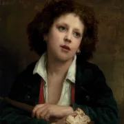 William Bouguereau – Italienisches Kind hält eine Brotkruste 1874 | Giclée Kunstdruck gerahmt