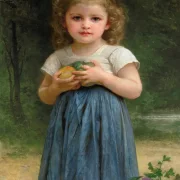William Bouguereau – Kleines Mädchen hält Äpfel in den Händen 1895 | Giclée Kunstdruck gerahmt