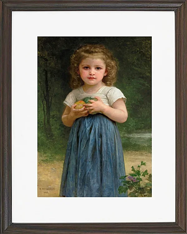 William Bouguereau – Kleines Mädchen hält Äpfel in den Händen 1895 | Giclée Kunstdruck gerahmt