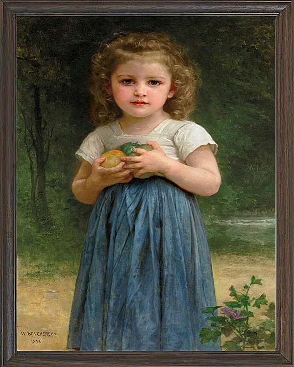 William Bouguereau – Kleines Mädchen hält Äpfel in den Händen 1895 | Giclée Kunstdruck gerahmt