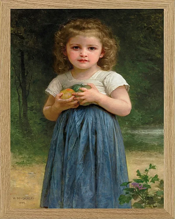 William Bouguereau – Kleines Mädchen hält Äpfel in den Händen 1895 | Giclée Kunstdruck gerahmt