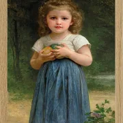 William Bouguereau – Kleines Mädchen hält Äpfel in den Händen 1895 | Giclée Kunstdruck gerahmt