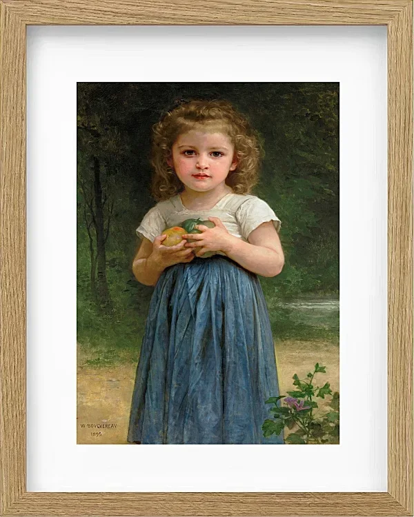 William Bouguereau – Kleines Mädchen hält Äpfel in den Händen 1895 | Giclée Kunstdruck gerahmt