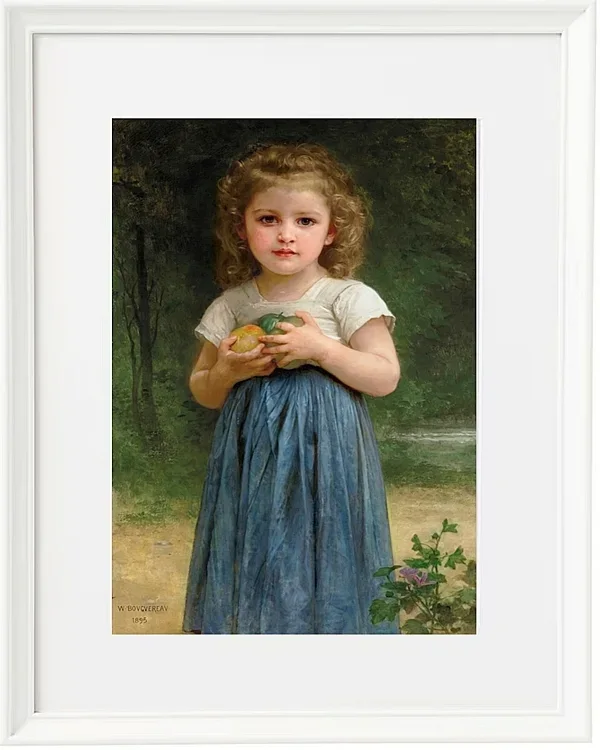 William Bouguereau – Kleines Mädchen hält Äpfel in den Händen 1895 | Giclée Kunstdruck gerahmt