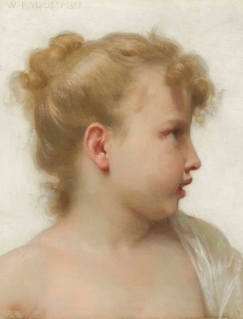 William Bouguereau – Kopf eines kleinen Mädchens 1888 | Giclée Kunstdruck gerahmt