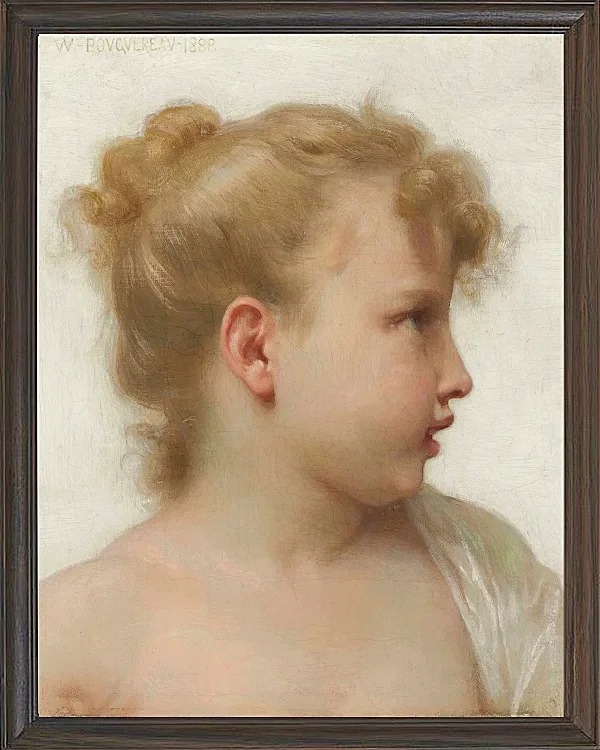 William Bouguereau – Kopf eines kleinen Mädchens 1888 | Giclée Kunstdruck gerahmt
