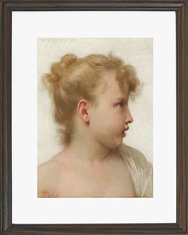 William Bouguereau – Kopf eines kleinen Mädchens 1888 | Giclée Kunstdruck gerahmt