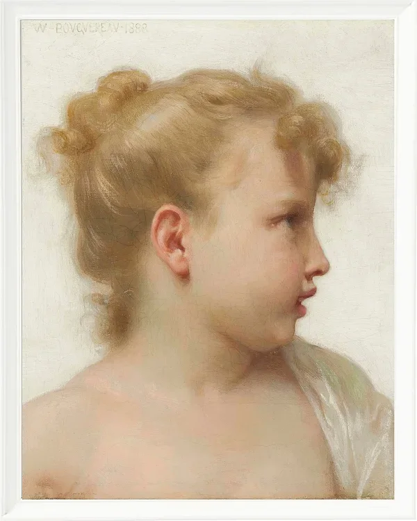 William Bouguereau – Kopf eines kleinen Mädchens 1888 | Giclée Kunstdruck gerahmt