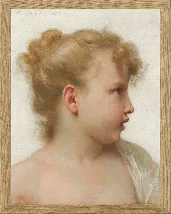 William Bouguereau – Kopf eines kleinen Mädchens 1888 | Giclée Kunstdruck gerahmt
