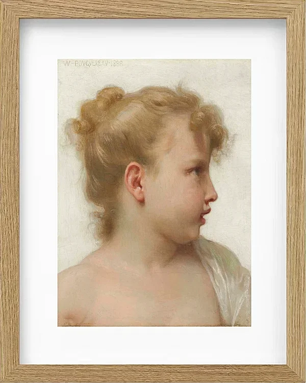 William Bouguereau – Kopf eines kleinen Mädchens 1888 | Giclée Kunstdruck gerahmt