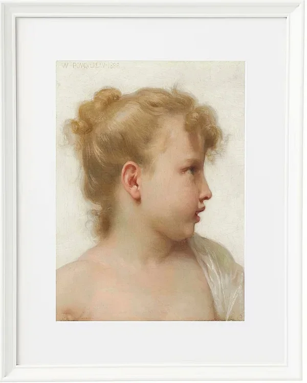 William Bouguereau – Kopf eines kleinen Mädchens 1888 | Giclée Kunstdruck gerahmt
